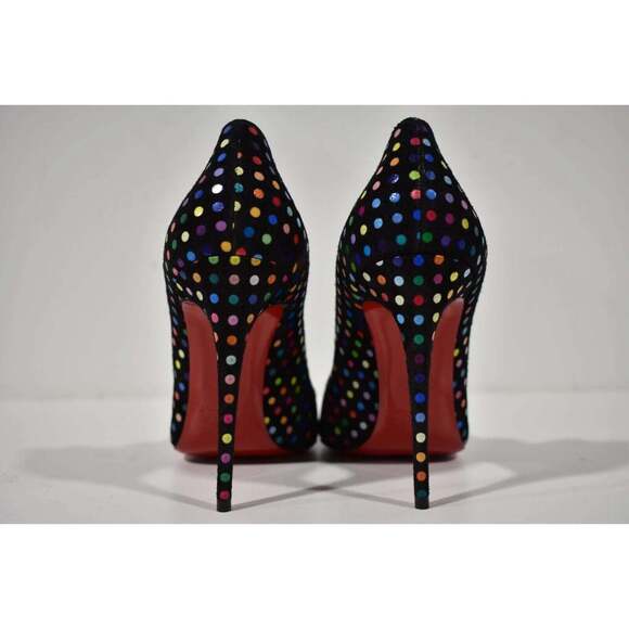 Christian Louboutin Hot Chick 100 Black Suede Multi Polka Dot Heel Pump 40.5 - Picture 11 of 12